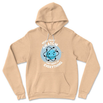 Never Trust An Atom, They Make Up Everything Hoodie in Heather Sand Dune color